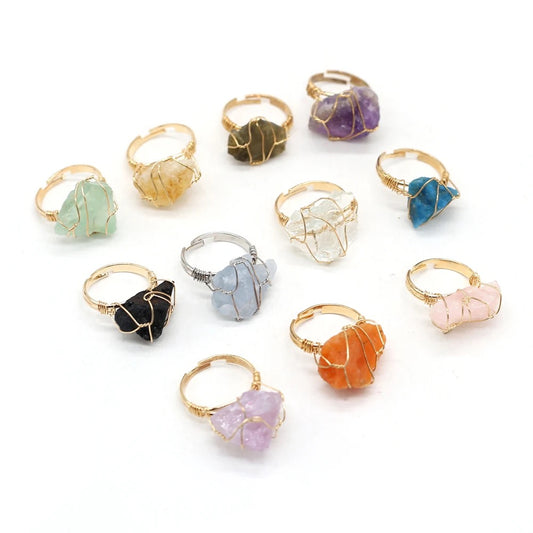 Wire Wrap Natural Stone Rings